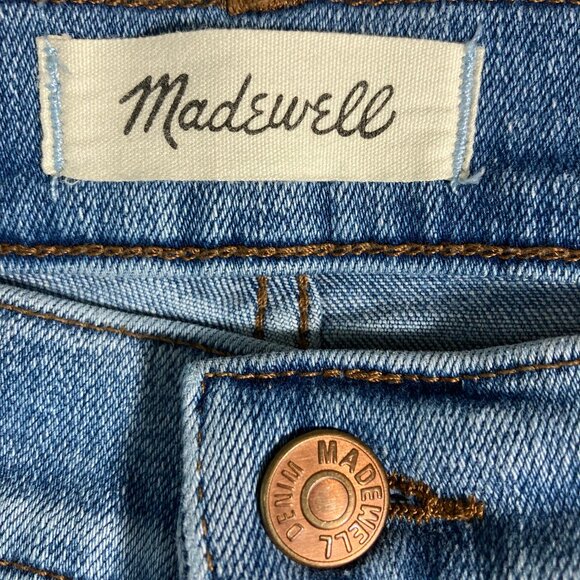 Madewell Jeans Mid-Rise Kick Out 31 Cropped Lt/Medium Blue Wash 5 Pocket Stretch - Picture 3 of 8